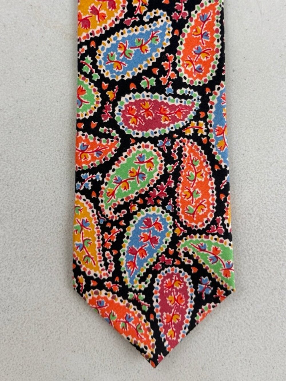 Vintage Liberty of London Tie 70s Colorful Paisley Floral Cotton Mens Necktie